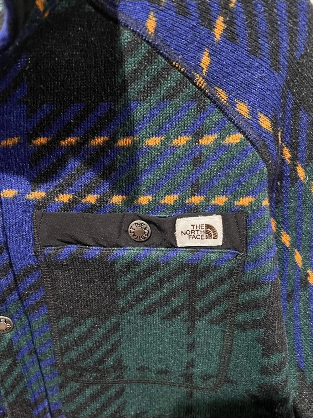The North Face Blue, Green & Yellow Plaid Fleece Jacket Mens Size L